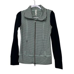 Lululemon‎ Women's Size 4 Daily Yoga Jacket Striped Full-Zip Athletic Mint Black